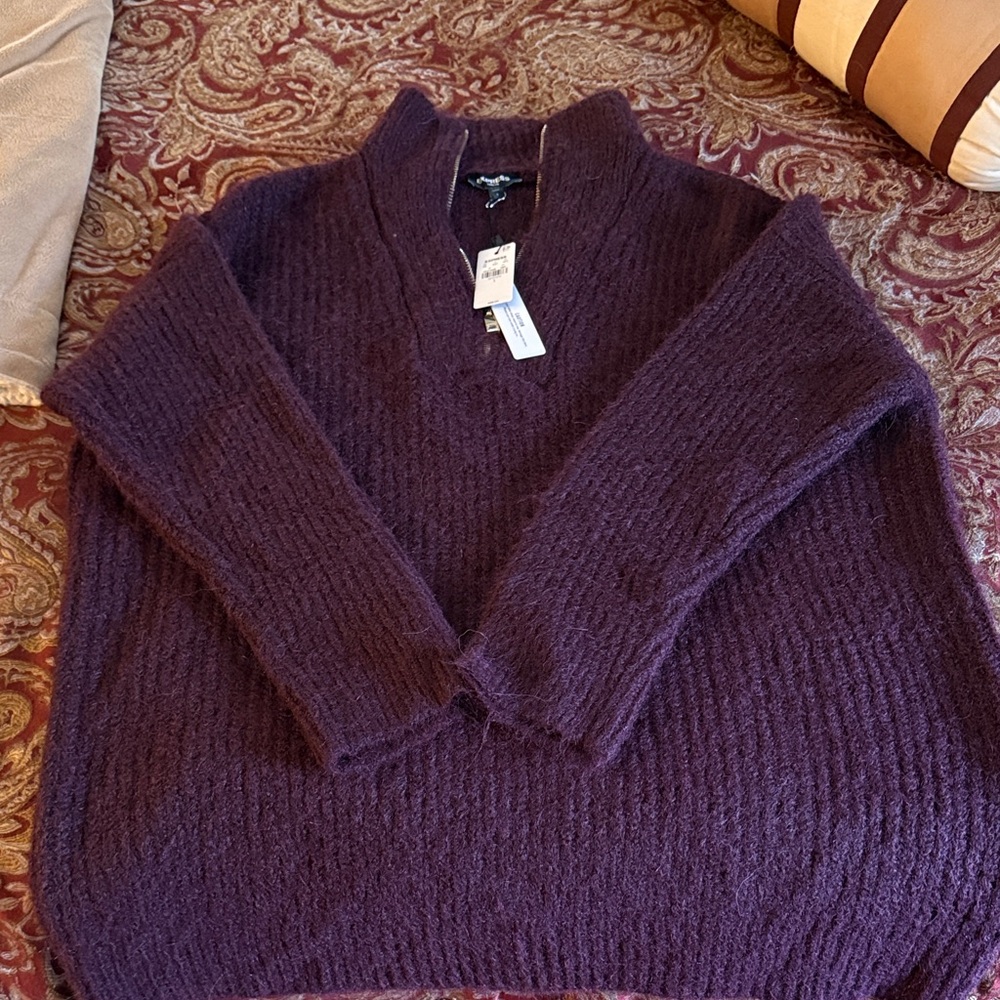 Express Deep Purple V-Neck Sweater